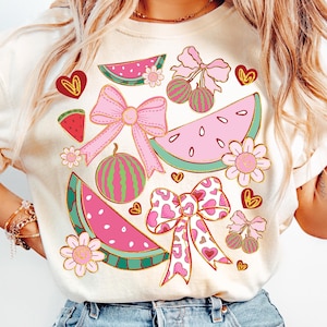 Boho Watermelon Coquette PNG, Preppy Watermelon Png, Summer Watermelon Png, Floral Watermelon Png, Boho Summer Png, Summer Fruit Png