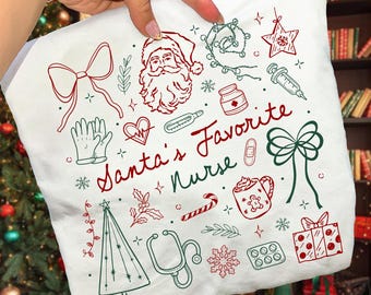 PNG de la enfermera favorita de Santa, diseño de camiseta navideña para enfermera, sublimación médica y sanitaria, descarga de estetoscopio de enfermera alegre
