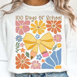 100 Days of School Coquette PNG, Boho 100 Days of School Png, Teacher 100 Days Png, Coquette Teacher Png,100 Days Shirt Design, Coquette Bow