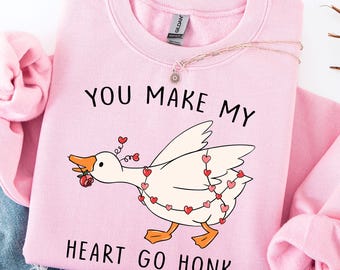 Funny Valentine Goose PNG, Pink Coquette Valentine Shirt Design, You Make My Heart Go Honk Sublimation, XoXo Be Mine Digital Download