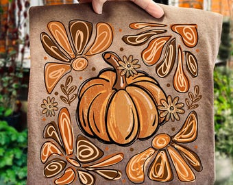 Boho Fall Pumpkin Png, Floral Fall Pumpkin Coquette Png, Preppy Fall Shirt Png, Vintage Autumn Sublimation, Pumpkin Season Png