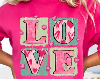 Pink Valentines Day Love Png, Retro Valentine Shirt Design, XoXo Png, Pink, Valentine Hearts Png, Valentine Coquette Png, Girls Valentine