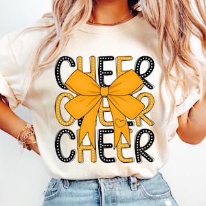 Cheerleading PNG, Coquette Cheer PNG, Black and Yellow Gold, Cheer Mom Png, Cheer Png, Digital Sublimation Design, Custom Cheerleader Png