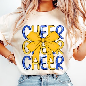 PNG Cheerleading, PNG Cheer Coquette, Oro blu, Mamma cheerleader PNG, Cheer PNG, Design a sublimazione digitale, Cheerleader personalizzata PNG, Squadra di cheerleader