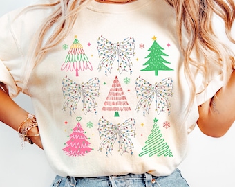 Coquette Christmas Png, Christmas Light Bow Png, Christmas Tree Png, Tis the Season Png, Pink Christmas PNG, Merry and Bright PNG Design