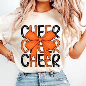 Cheerleading PNG, Coquette Cheer PNG, Black Orange, Cheer Mom Png, Cheer Png, Digital Sublimation Design, Custom Cheerleader Png, Cheer Team