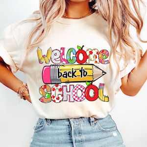Bienvenido de regreso a la escuela Png, Doodle Teacher Png, Primer día de clases Png, Diseño de sublimación, Bright Doodle Dots, Retro Teacher png, Teacher Life