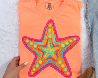 Starfish PNG, Preppy Coastal Shirt Design, Summer Vibes Png, Nautical Sublimation Designs, Retro Seashell Png, Girly Beach Digital Design