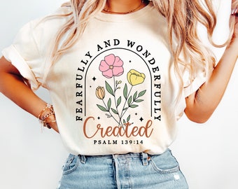 Fearfully and Wonderfully Png, Christian Floral Png, Retro Christian Png, Bible Verse Png, Wildflower Jesus Png, Sublimation Designs