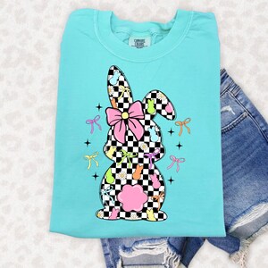 Retro Easter Bunny Coquette PNG, Happy Easter Png, Pink Easter Bow Png, Retro Checkered Easter Png, Floral Spring Png, Girls Pink Easter Png image 6