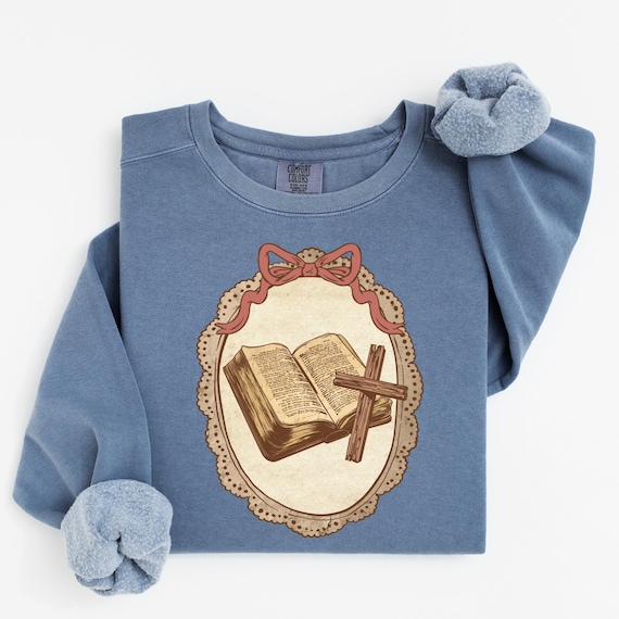 Vintage Thrifted Christian Cross Png, Grandma Core Shirt Design, Coquette CottageCore Oval Frame Bible Sublimation, Homestead Mama Digital