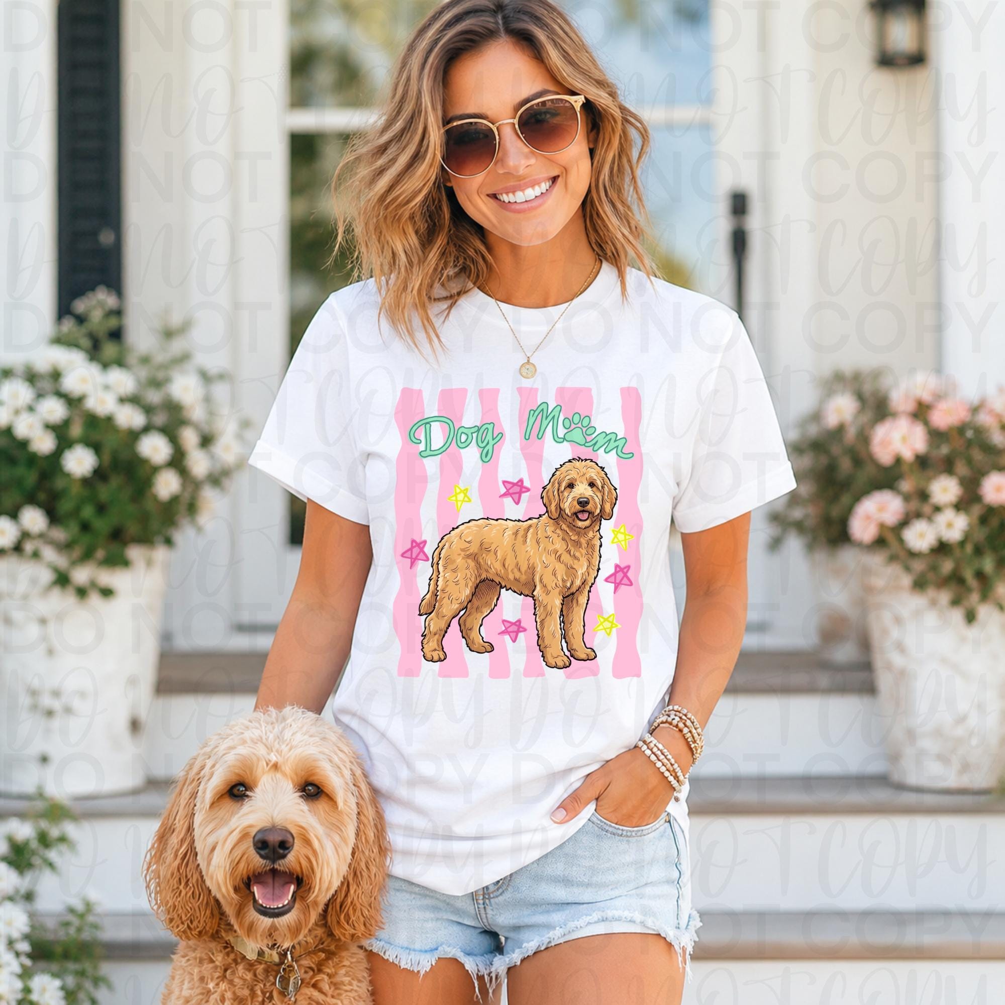 Dog Mom Golden Doodle Png, Everyday Striped Shirt Design, Preppy Dog ...