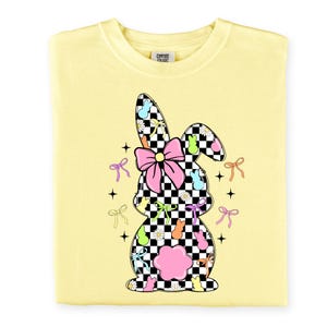 Retro Easter Bunny Coquette PNG, Happy Easter Png, Pink Easter Bow Png, Retro Checkered Easter Png, Floral Spring Png, Girls Pink Easter Png image 5
