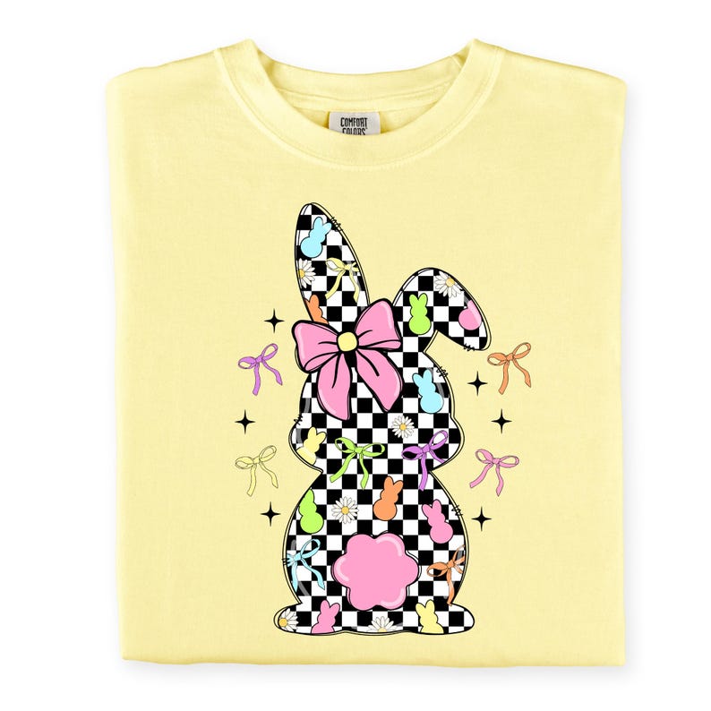 Retro Easter Bunny Coquette PNG, Happy Easter Png, Pink Easter Bow Png, Retro Checkered Easter Png, Floral Spring Png, Girls Pink Easter Png image 5