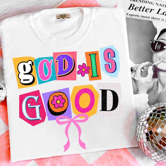 Retro Christian Coquette Png, God is Good Png, Preppy Christian Bow Png, Inspiring Christian Shirt Design, Boho Christian Png, Bible Verse