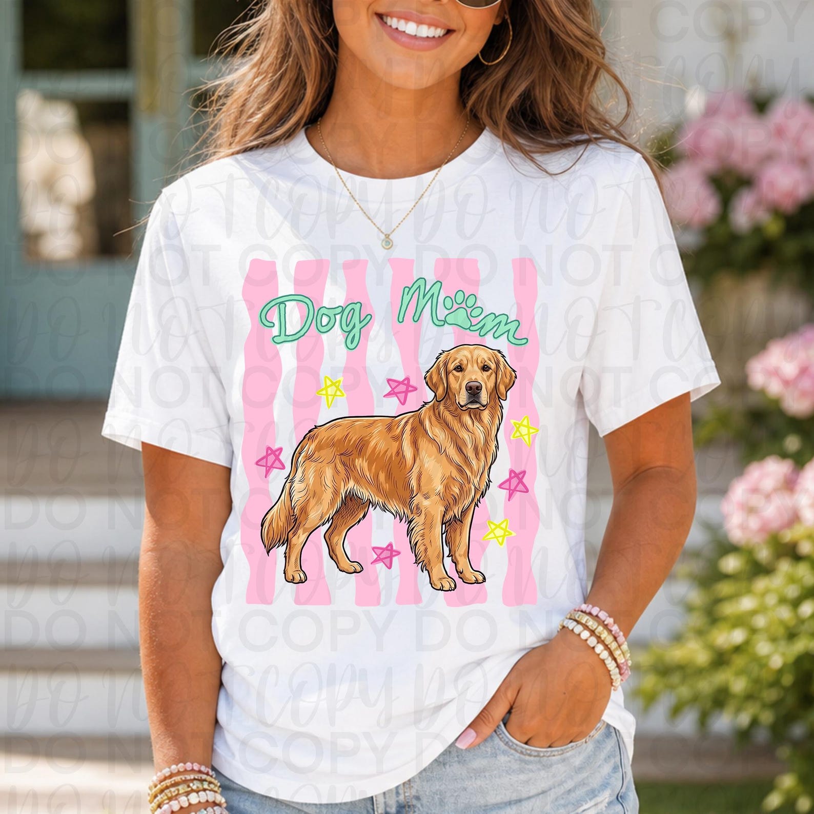 Dog Mom Golden Retriever Png, Everyday Striped Shirt Design, Preppy Dog ...
