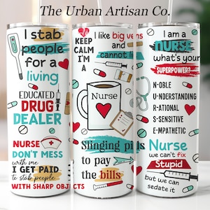 Funny Nurse 20oz Skinny Tumbler Wrap, Sublimation Design,Digital Download PNG, Nurse Appreciation Gift Tumbler PNG