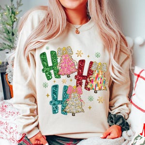 Ho Ho Ho Glitter Kokietka Choinka PNG, Wesołych Świąt Png, Dziewczęcy Projekt Świąteczny, Modna Choinka Pędzlem Png, Święty Mikołaj Png