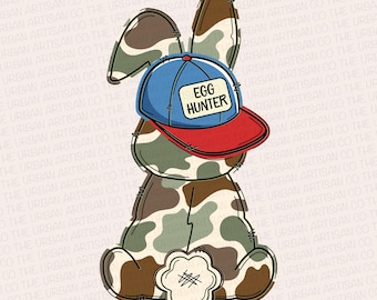 Boy Easter Bunny PNG, Egg Hunter Bunny Png, Camo Bunny Png, Boy Bunny With Backwards Hat, Retro Easter Png, Boy Easter Name, Happy Easter