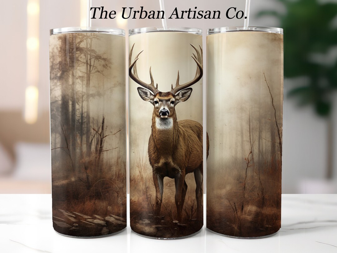 Buck Deer Hunting 20 Oz Skinny Tumbler Sublimation Design, Instant ...