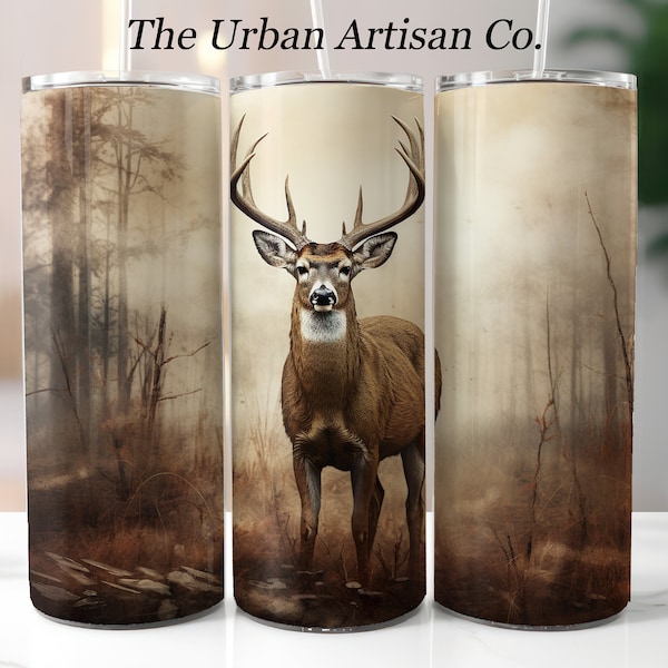 Buck Deer Hunting 20 oz Skinny Tumbler Sublimation Design, Instant Digital Download PNG,  Tumbler Wrap for Men,