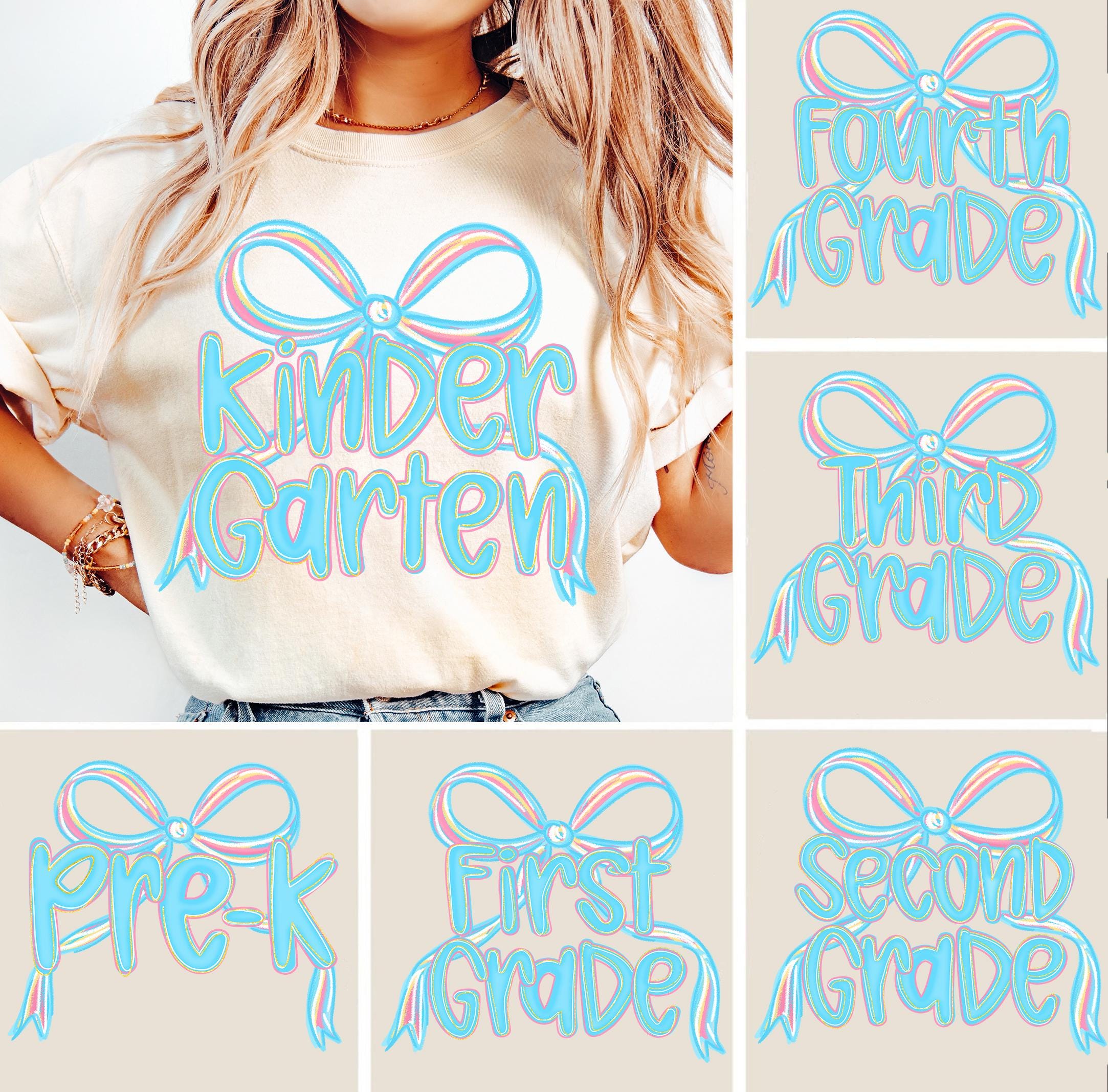 Preppy Back to School PNG Bundle, Teacher Coquette First Day of School Shirt Design, Girly Blue Bow Sublimation, Pre-k 1st/2nd/3rd/4th Grade