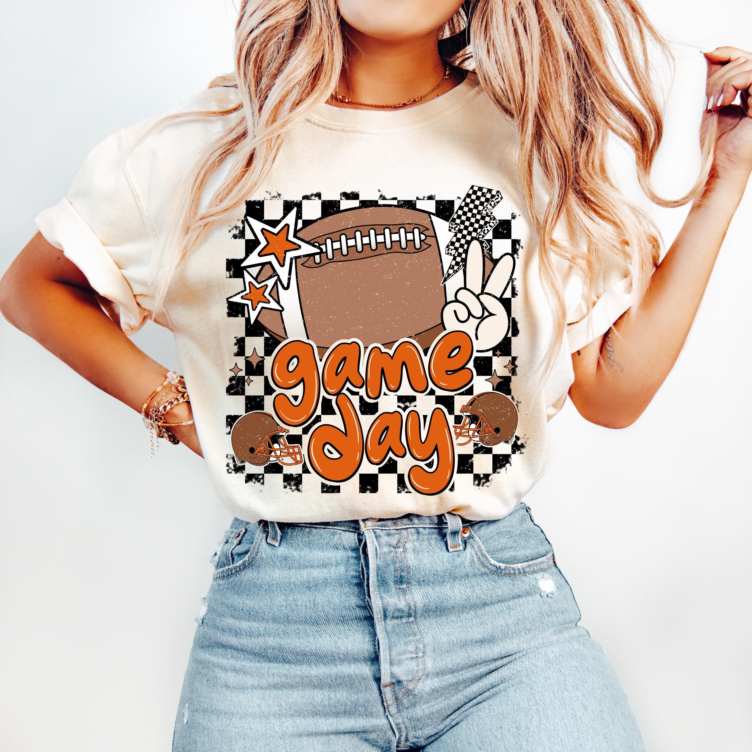 Game Day Football PNG, Retro Football PNG, Football Mom Png, Black Orange, Touchdown Season Png, Lightning Bolt, Retro Checkered, Fall PNG