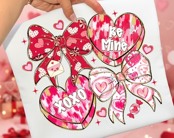 Caramella a forma di cuore per San Valentino Coquette PNG, design per maglietta XoXo Be Mine, cuore di San Valentino con pennellata rosa in sublimazione, PNG d'amore, scarabocchio femminile per San Valentino