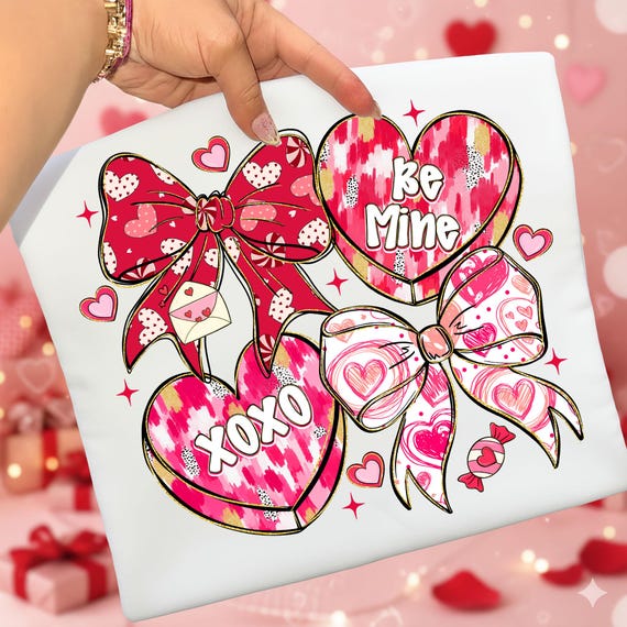 Coquette Valentine Heart Candy PNG, XoXo Be Mine Shirt Design, Pink Brushstroke Vday Heart Sublimation, Love Png, Girly Valentine Doodle