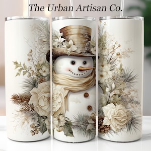 Christmas Snowman 20 oz Skinny Tumbler Sublimation Design, Instant Digital Download PNG,  Holiday Tumbler Wrap