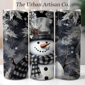 Christmas Snowman 20 oz Skinny Tumbler Sublimation Design, Instant Digital Download PNG,  Holiday Tumbler Wrap
