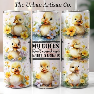 Funny Ducks 20oz Skinny Tumbler Wrap, Sublimation Design, Digital Download PNG, Farm Life Tumbler Wrap PNG, Country Tumbler