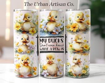 Funny Ducks 20oz Skinny Tumbler Wrap, Sublimation Design, Digital Download PNG, Farm Life Tumbler Wrap PNG, Country Tumbler