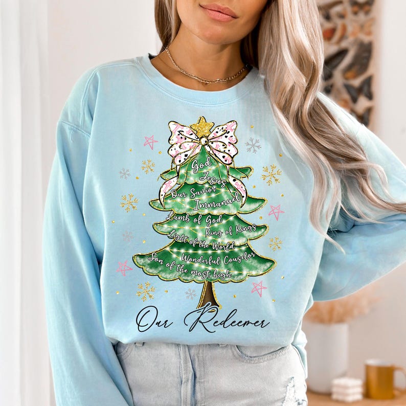 Names of Jesus Christmas Tree Png, Jesus Christmas PNG, Glitter