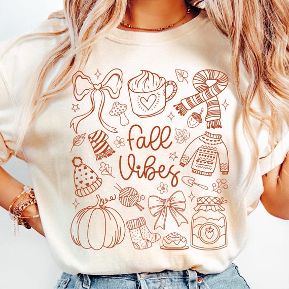 Fall Vibes Png, Preppy Fall Coquette Bow Png, Floral Fall Doodles Sublimation, Cozy Autumn Png, Pumpkin Spice png, Girly Fall Shirt Design