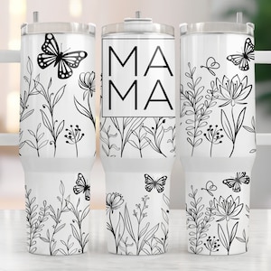Mama 40oz Tumbler Wrap, 40oz Quencher Tumbler Wrap, PNG Tumbler Sublimation Design, Instant Digital Download, Mom Tumbler Wrap