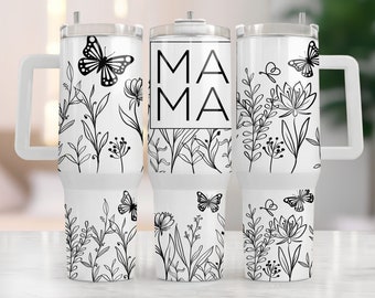 Mama 40oz Tumbler Wrap, 40oz Quencher Tumbler Wrap, PNG Tumbler Sublimation Design, Instant Digital Download, Mom Tumbler Wrap