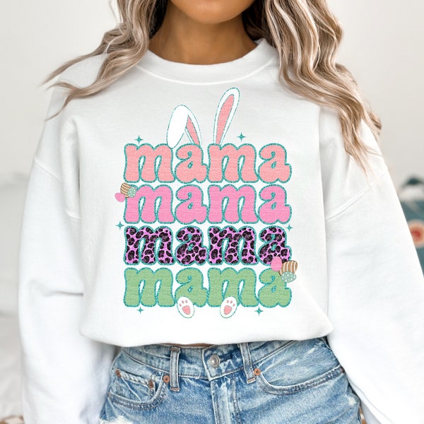 Mama Easter Png Sublimation Design, Faux Sequin Easter Shirt Design, Retro Easter png, Cute Easter png, Easter Mom png, Digital Download