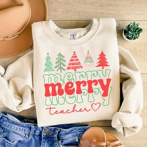 Merry Teacher Png, Christmas Png, Teacher Christmas Png, Teacher Sublimation, Christmas Tree Png, Teacher Shirt Design, Teacher Gift