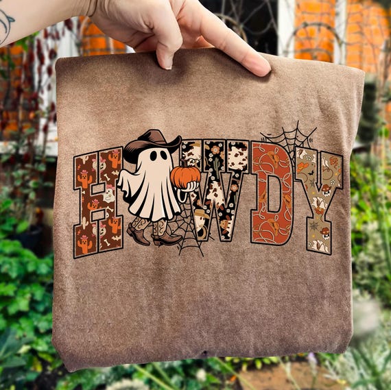 Howdy Ghost PNG, Western Halloween Sublimation, Cowboy Fall Shirt Design, Retro Spooky Season Png, Rustic Autumn Pumpkin PNG