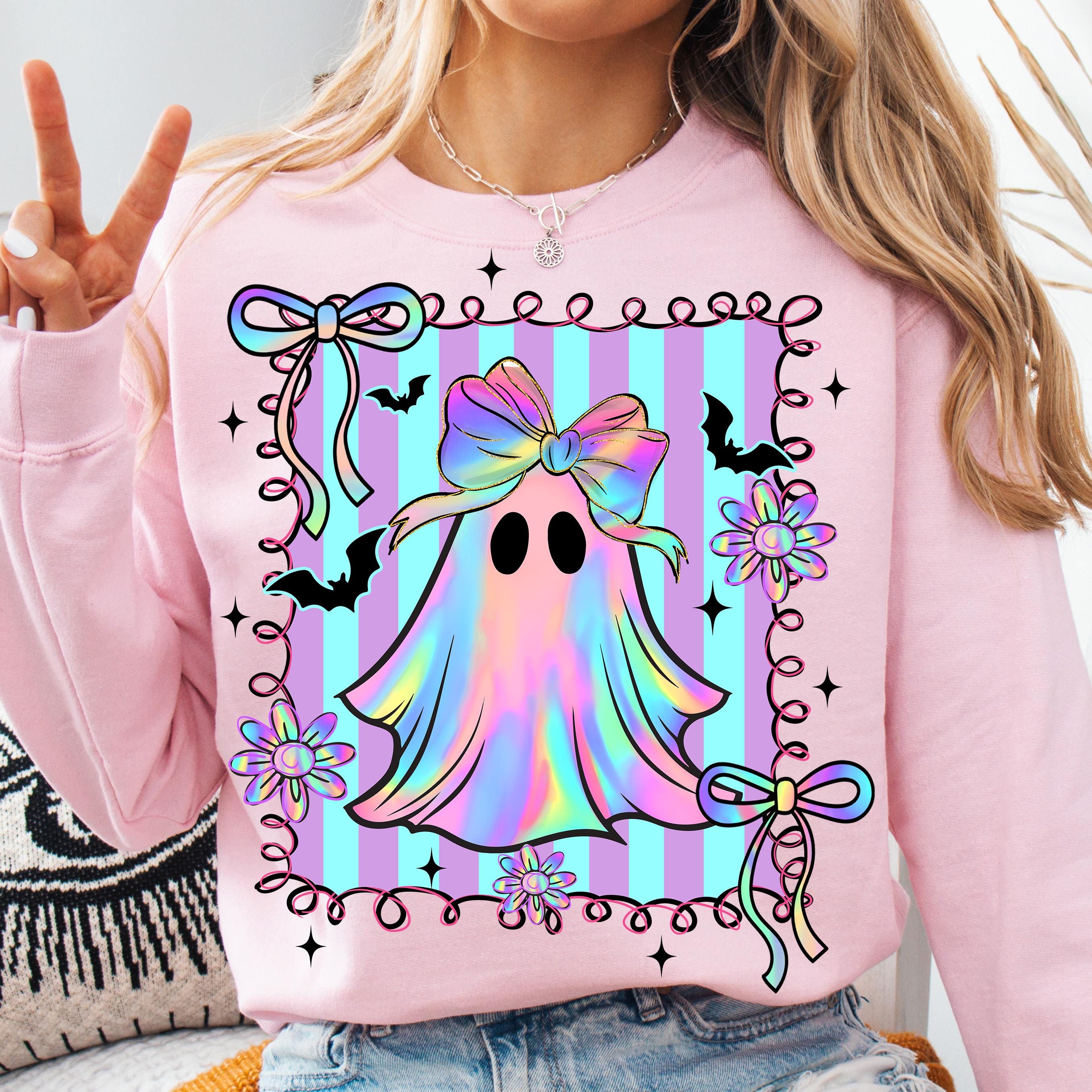 Preppy Halloween Ghost Png, Cute Boo Ghost Coquette Png, Floral Spooky ...