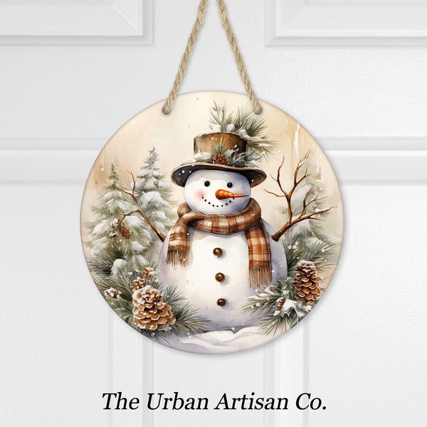 Christmas Snowman Door Hanger Sublimation Design, Instant Digital Download, Round Sign Sublimation PNG
