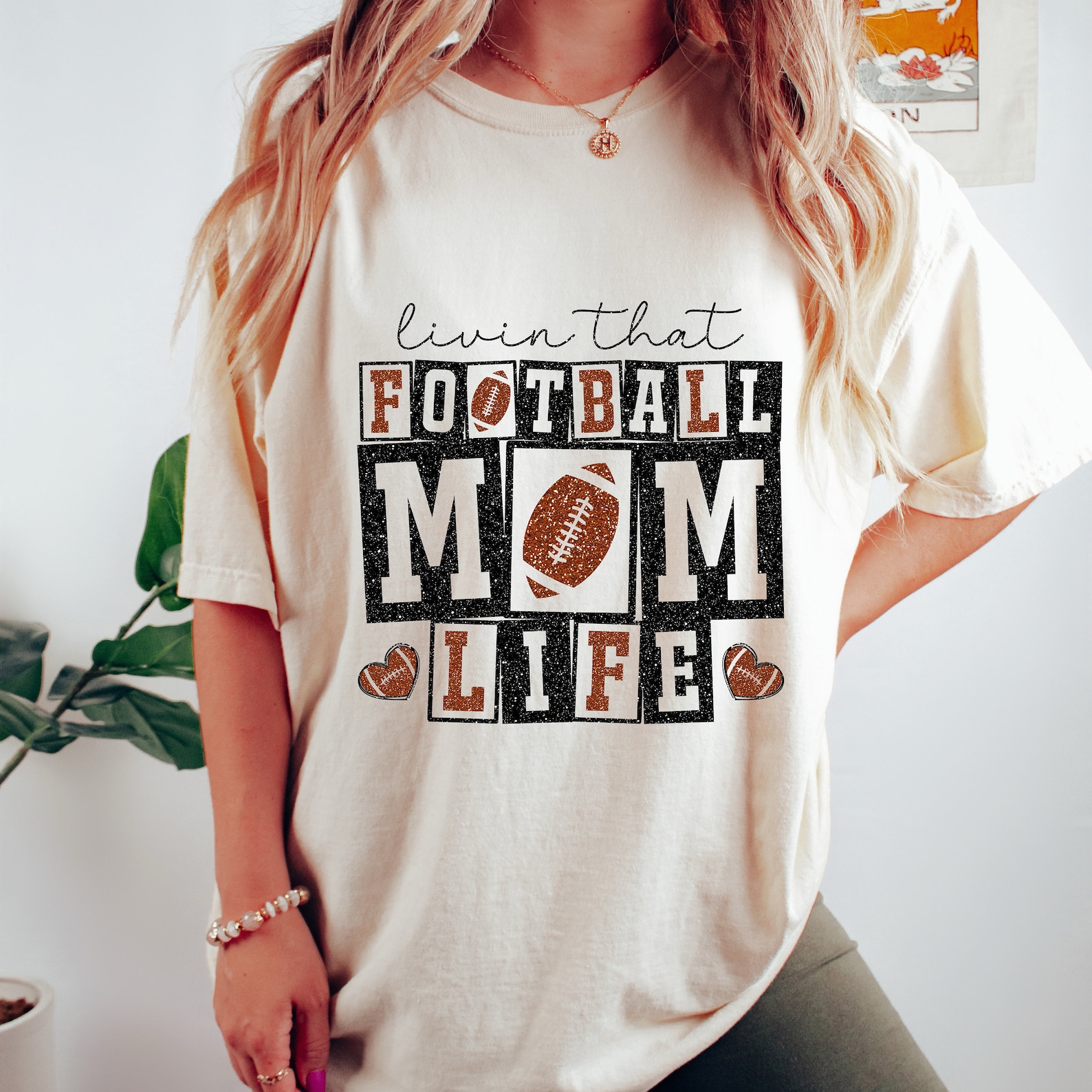 Neon Football Mom Pocket Print & Back Design