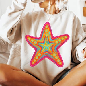 Starfish PNG, Preppy Coastal Shirt Design, Summer Vibes Png, Nautical Sublimation Designs, Retro Seashell Png, Girly Beach Digital Design image 9