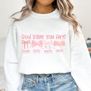 God Says I Am Coquette PNG, Pink Bow PNG, Sublimation Design, Digital Download Png, Soft Girl Era PNG, Aesthetic Png, Jesus Png, God Png,