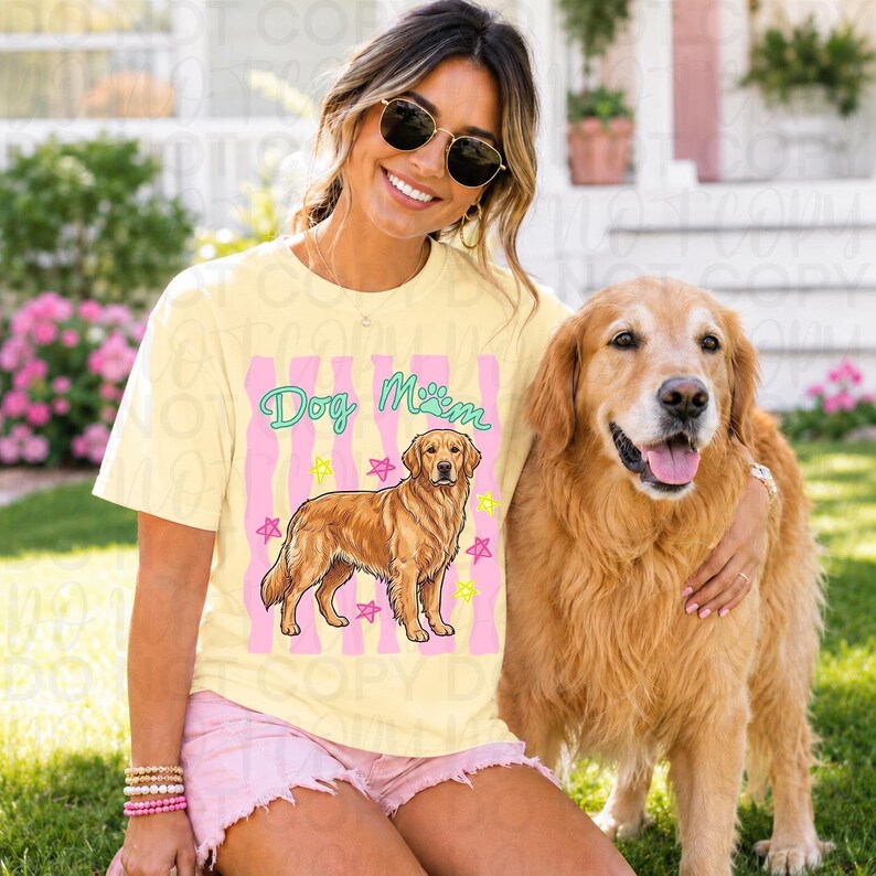 Dog Mom Golden Retriever Png, Everyday Striped Shirt Design, Preppy Dog ...