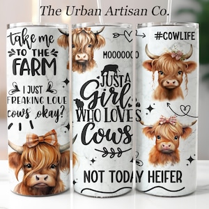 Funny Highland Cow 20oz Skinny Tumbler Wrap, Sublimation Design,Digital Download PNG, Farm Life Tumbler Wrap