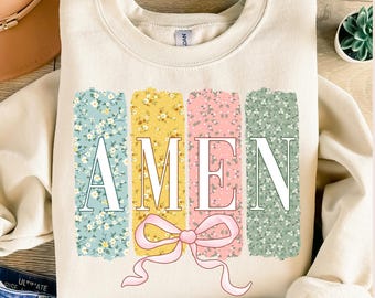 Amen Coquette Bow PNG, Christian Easter PNG, Amen Varsity Png, Floral Spring Png, Jesus Easter Png, Bible Verse Png, Happy Easter Png