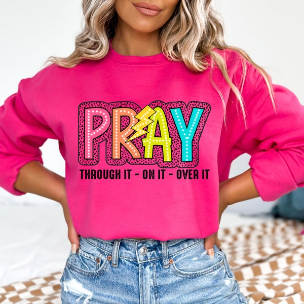 Pray On It PNG, Glitter Christian PNG, Digital Download Png, Bright Doodle, Dalmatian Dots, Groovy Mama png, Mom Shirt Design