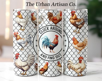 Funny Chicken 20 oz Skinny Tumbler Sublimation Design, Digital Download PNG,  Farming Country Tumbler PNG, Chicken Lover Gift,